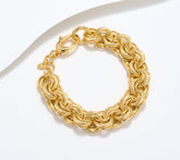 David Markstein Bronze Gold Tone Polished & Ribbed Textured Rolo Bracelet Avg